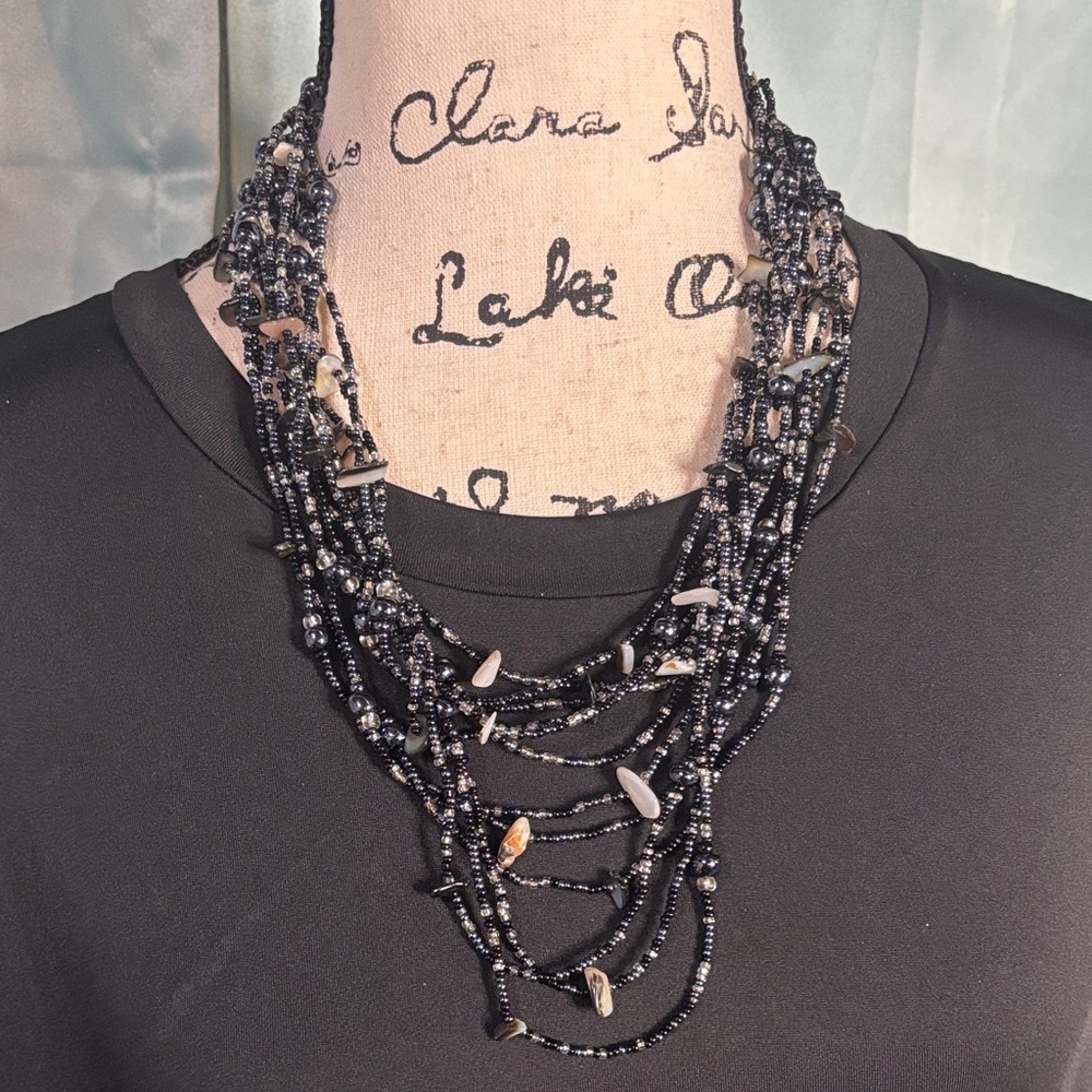 Seed Bead and Shell Layered Necklace